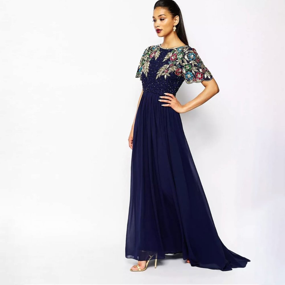 Virgos Lounge Ariann Embellished Maxi Dress With Full Skirt